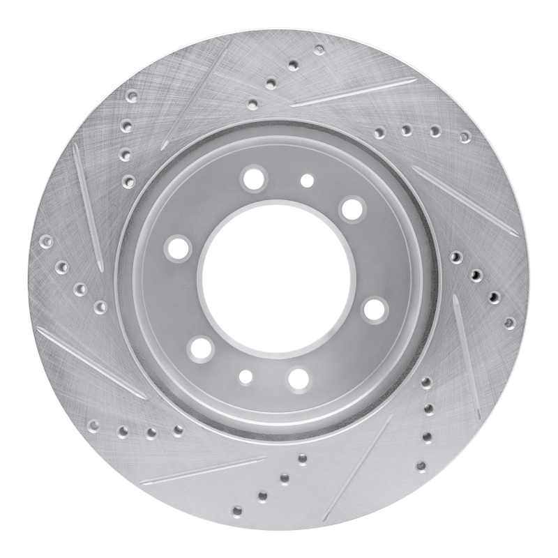 Hummer H3T Brake Rotor (1) - Front Right - R1 Concepts - Drilled & Slotted - Silver - `06-`10